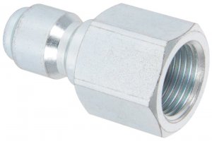 3/8" Male QR Coupler to 3/8" BSP Female - 250 Bar / 3625 Psi - Plated Steel