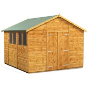 Power 10x10 Apex Garden Shed - Double Door