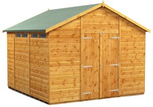 Power 10x10 Apex Secure Garden Shed - Double Door