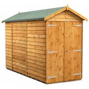 Power 10x4 Apex Garden Shed Overlap - Windowless Double Door