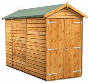 Power 10x4 Apex Garden Shed Overlap - Windowless Double Door