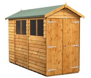 Power 10x4 Apex Garden Shed Overlap - Double Door