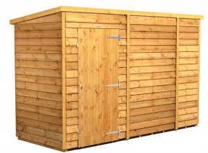 Power 10x4 Pent Garden Shed Overlap - Windowless Single Door