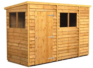 Power 10x4 Pent Garden Shed Overlap - Single Door