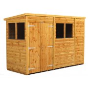 Power 10x4 Pent Garden Shed - Double Door