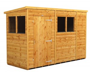 Power 10x4 Pent Garden Shed - Single Door