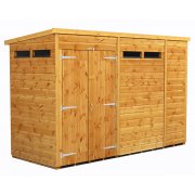 Power 10x4 Pent Garden Security Shed - Double Door