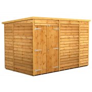 Power 10x6 Pent Garden Shed Overlap - Windowless Double Door