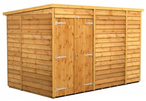 Power 10x6 Pent Garden Shed Overlap - Windowless Double Door