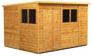 Power 10x8 Pent Garden Shed - Single Door