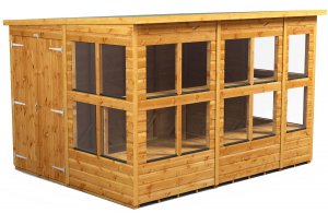 Power 10x8 Pent Potting Shed - Double Door