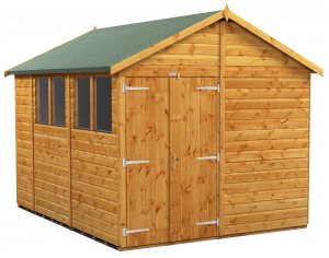 Power 10x8 Apex Garden Shed with Double Doors