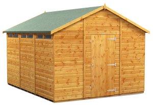 Power 12x10 Apex Secure Garden Shed - Single Door