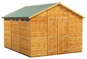 Power 12x10 Apex Secure Garden Shed - Double Door