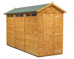 Power 12x4 Apex Secure Garden Shed - Single Door