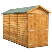 Power 12x4 Apex Garden Shed Overlap - Windowless Double Door