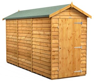 Power 12x4 Apex Garden Shed Overlap - Windowless Single Door