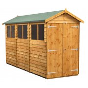 Power 12x4 Apex Garden Shed Overlap - Double Door