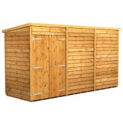 Power 12x4 Pent Garden Shed Overlap - Windowless Double Door