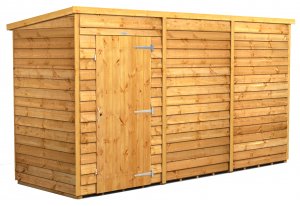 Power 12x4 Pent Garden Shed Overlap - Windowless Single Door