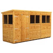 Power 12x4 Pent Garden Shed - Double Door