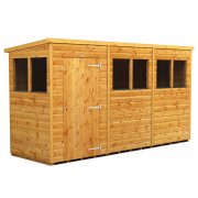 Power 12x4 Pent Garden Shed - Single Door