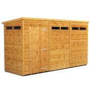 Power 12x4 Pent Garden Security Shed - Single Door