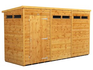 Power 12x4 Pent Garden Security Shed - Single Door