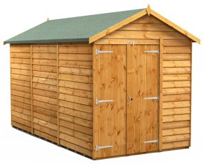 Power 12x6 Apex Garden Shed Overlap - Windowless Double Door