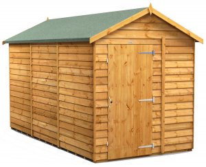 Power 12x6 Apex Garden Shed Overlap - Windowless Single Door