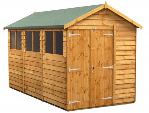 Power 12x6 Apex Garden Shed Overlap - Double Door