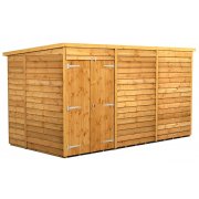 Power 12x6 Pent Garden Shed Overlap - Windowless Double Door