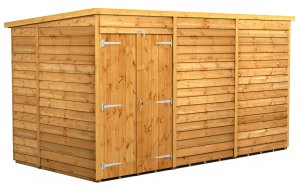 Power 12x6 Pent Garden Shed Overlap - Windowless Double Door