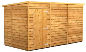 Power 12x6 Pent Garden Shed Overlap - Windowless Single Door