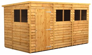 Power 12x6 Pent Garden Shed Overlap - Single Door