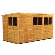 Power 12x6 Pent Garden Shed - Double Door