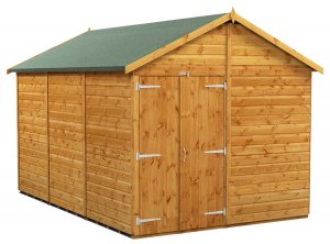 Power 12x8 Apex Garden Shed - Windowless Double Doors