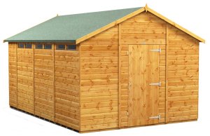 Power 14x10 Apex Secure Garden Shed - Single Door