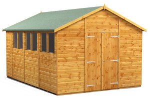 Power 14x10 Apex Garden Shed - Double Door