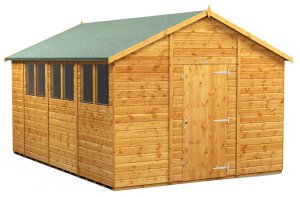 Power 14x10 Apex Garden Shed - Single Door