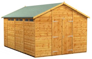 Power 14x10 Apex Secure Garden Shed - Double Door