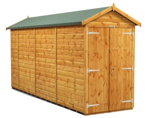 Power 14x4 Apex Garden Shed - Windowless Double Doors