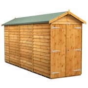 Power 14x4 Apex Garden Shed Overlap - Windowless Double Door