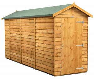 Power 14x4 Apex Garden Shed Overlap - Windowless Single Door