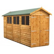 Power 14x4 Apex Garden Shed Overlap - Double Door