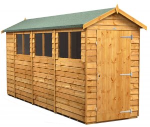 Power 14x4 Apex Garden Shed Overlap - Single Door