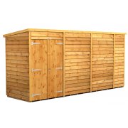 Power 14x4 Pent Garden Shed Overlap - Windowless Double Door