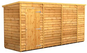 Power 14x4 Pent Garden Shed Overlap - Windowless Single Door