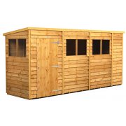 Power 14x4 Pent Garden Shed Overlap - Single Door