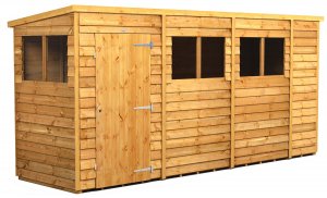 Power 14x4 Pent Garden Shed Overlap - Single Door